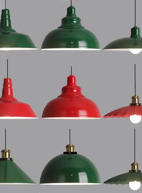 复古工业风火锅店单头餐厅吊灯办公室餐饮店铺商用装饰红绿色吊灯