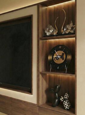 中古风轻奢高档客厅电视柜壁龛黑胶唱片时钟装饰品摆件高级感小众