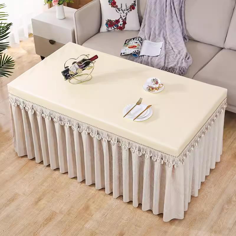 夏季薄款茶几桌布罩长方形客厅防水裙摆烤火桌子罩套电炉全包防尘