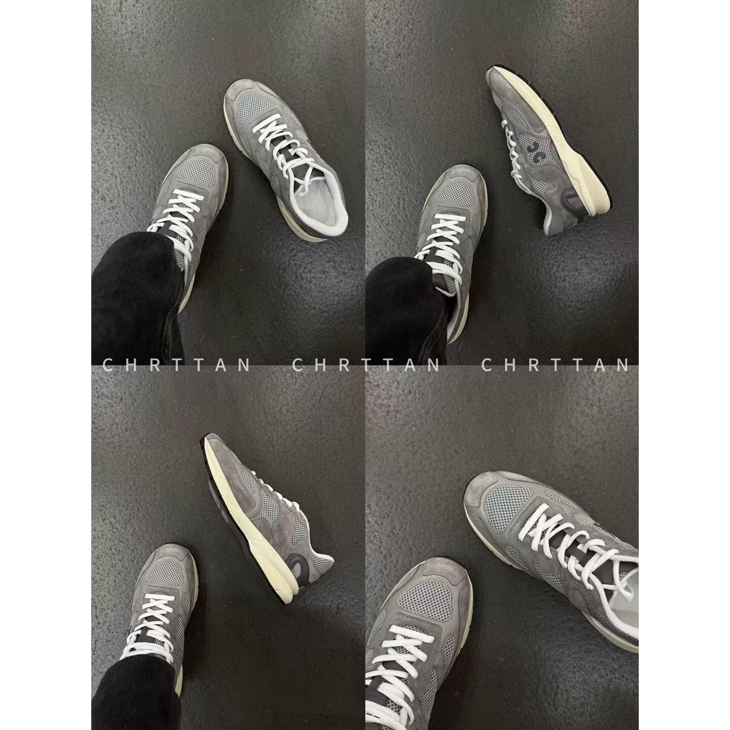 CHRTTAN 悄悄拉长腿部比例!26ss 圆头拼接网面系带厚底休闲鞋 女