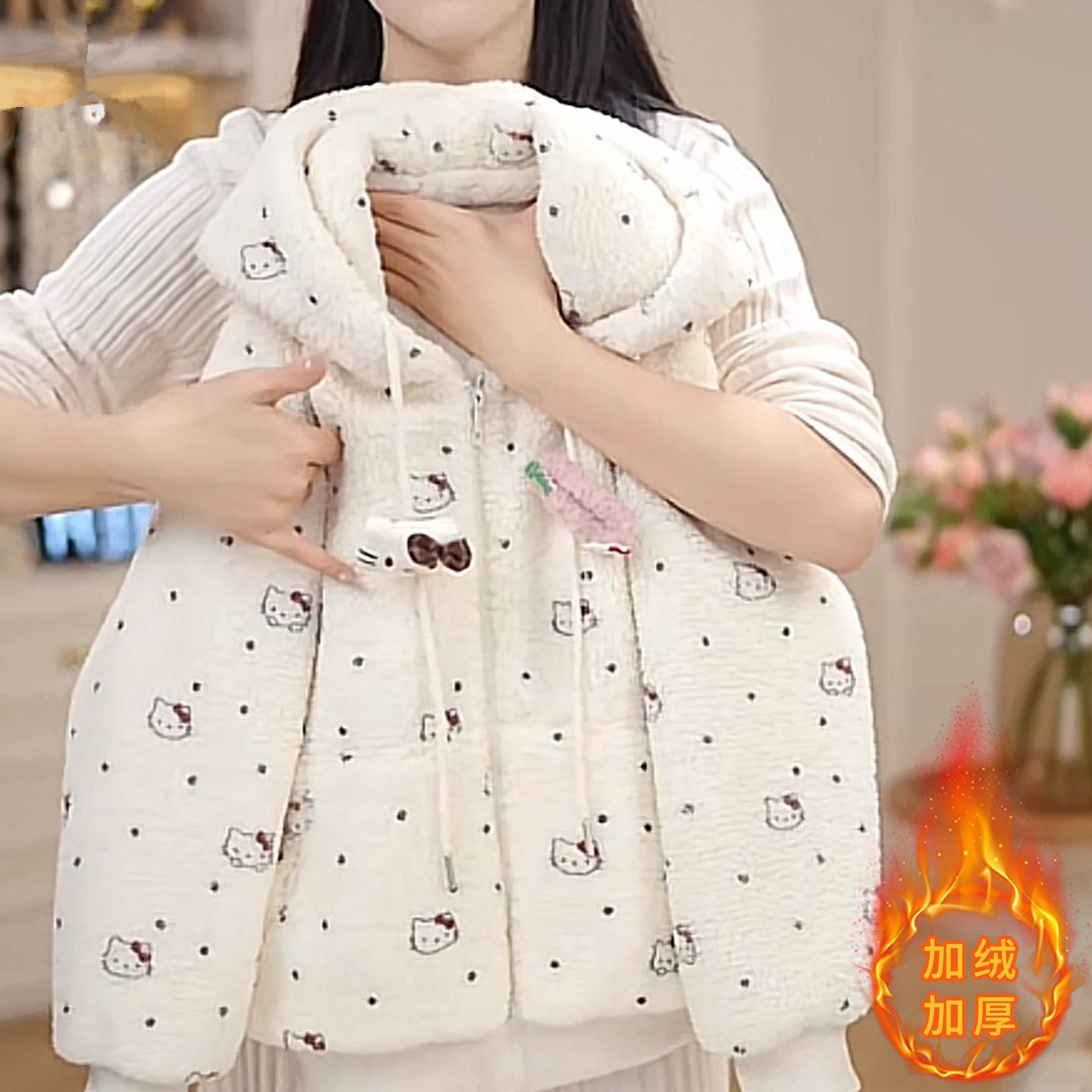 女童冬装羊羔绒外套2025新款洋气冬季加绒加厚保暖儿童连帽毛毛衣