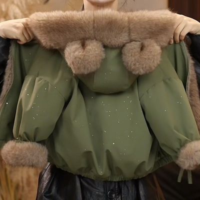 儿童毛毛衣男童冬装加绒加厚派克服外套2025男女童冬装两面穿大衣