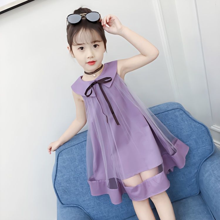 女童夏天连衣裙2026新款宝宝裙子洋气装公主裙小女孩娃娃领纱裙子