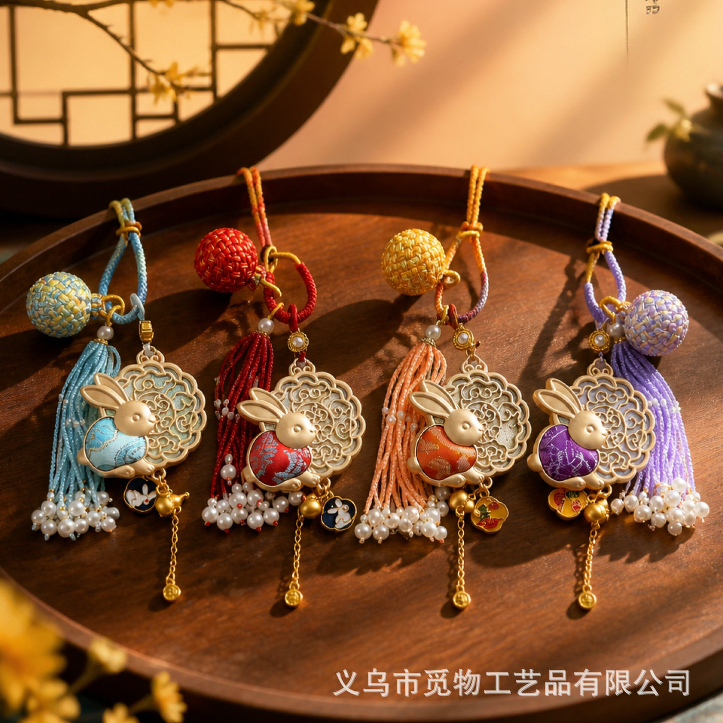 成品中秋节礼品月饼挂件宋锦流苏祈福挂饰国风包包挂钥匙扣礼物