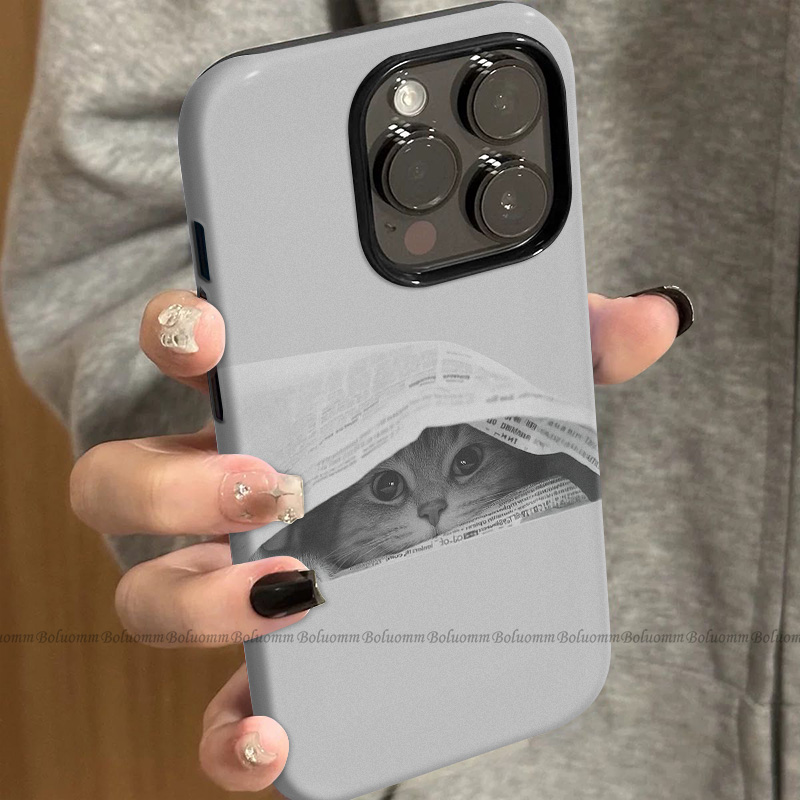 菲林适用于苹果17promax手机壳报纸猫咪iphone12/13套硅胶14max全包防摔xs可爱个性15plus网红新款女air潮牌6