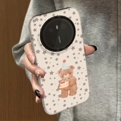 适用华为mate80pro手机壳huaweimate70pro新款50高级防摔mate40套磨砂简约mate60可爱韩系30菲林蛋糕小熊