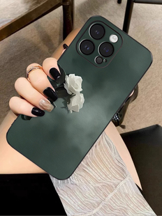 雾霾白玫瑰适用苹果15手机壳iphone14plus新款13promax超火12全包16pro简约ins女16薄防摔7plus/8皮纹保护套