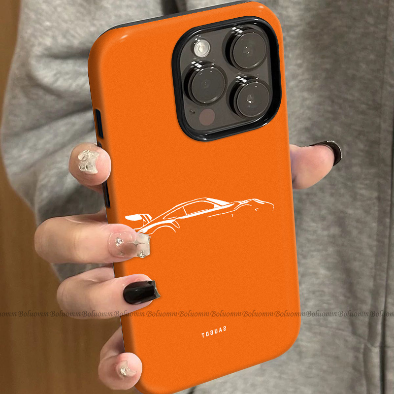 菲林适用于苹果17promax手机壳橙底豪车iphone12/13套硅胶14max全包防摔xs小众个性15plus网红新款女air潮牌6