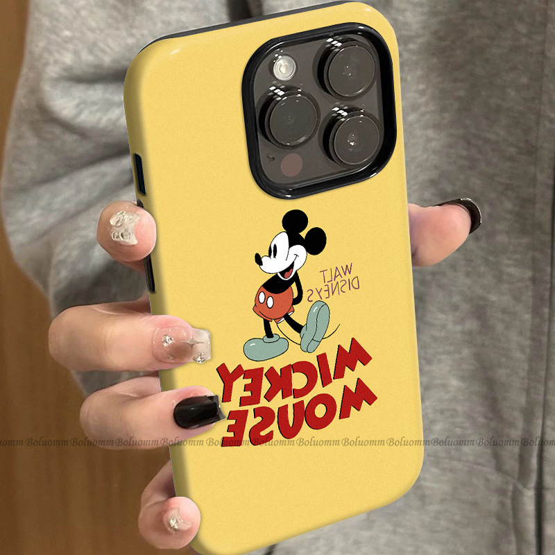 菲林适用于苹果17promax手机壳黄底米奇iphone12/13套硅胶14max全包防摔xs卡通可爱15plus网红新款女air潮牌6
