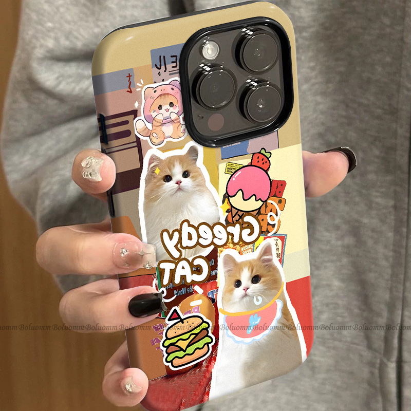 菲林适用于苹果17promax手机壳汉堡猫咪iphone12/13套硅胶14max全包防摔xs可爱日韩15plus网红新款女air潮牌6