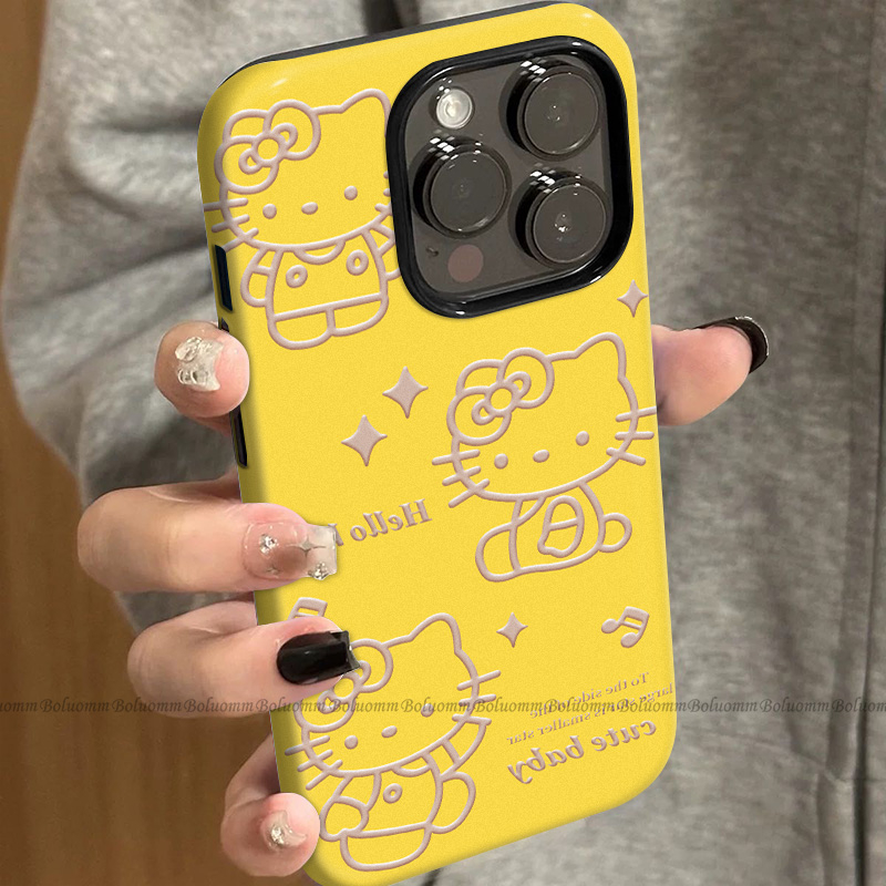 菲林适用于苹果17promax手机壳金色凯蒂iphone12/13套硅胶14max全包防摔xs可爱日韩15plus网红新款女air潮牌6