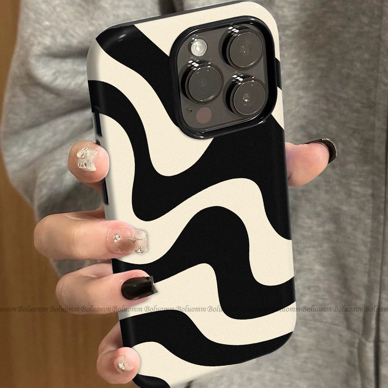 菲林适用于苹果17promax手机壳黑白条纹iphone12/13套硅胶14max全包防摔xs简约日韩15plus网红新款女air潮牌6