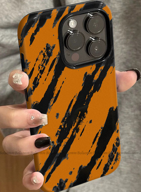 菲林适用于苹果17promax手机壳橙色泼墨iphone12/13套硅胶14max全包防摔xs简约个性15plus网红新款女air潮牌6