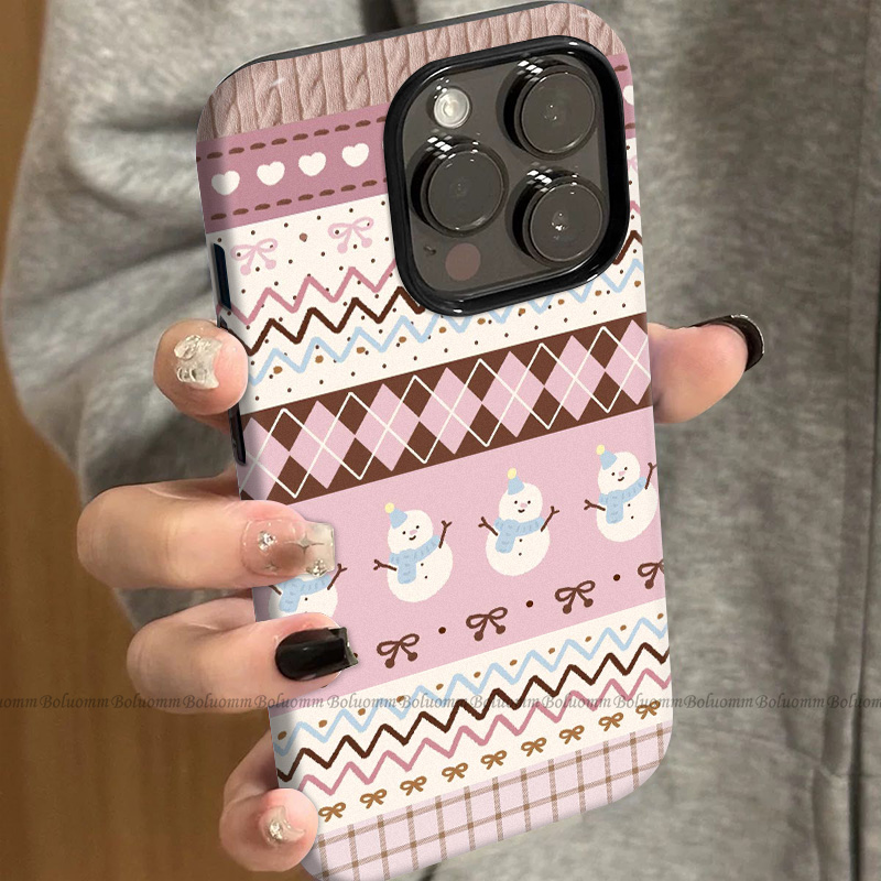 菲林适用于苹果17promax手机壳菱格雪人iphone12/13套硅胶14max全包防摔xs日韩可爱15plus网红新款女air潮牌6