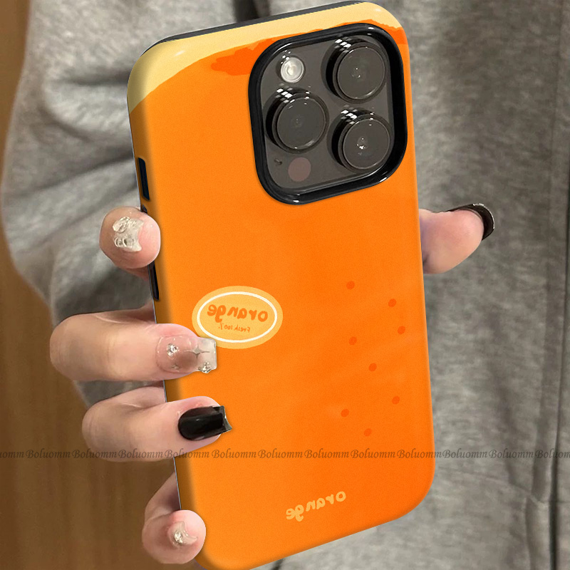 菲林适用于苹果17promax手机壳厚涂橙子iphone12/13套硅胶14max全包防摔xs可爱日韩15plus网红新款女air潮牌6