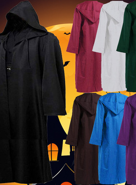 复古纯色连帽斗篷万圣节成人cos游侠中世纪旅行者披风宽松演出服