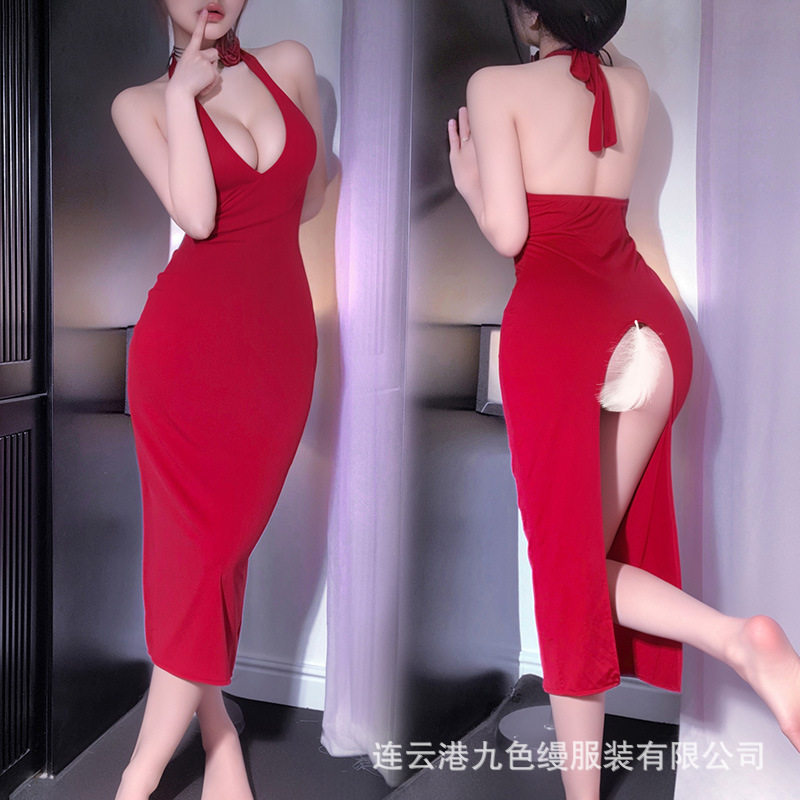 法式名媛深V连衣裙女春装2025新款性感中长款裙子约会仙女裙