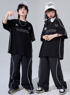 少儿街舞嘻哈休闲宽松套装练功服儿童Bboy男童演出服女童HIPHOP服