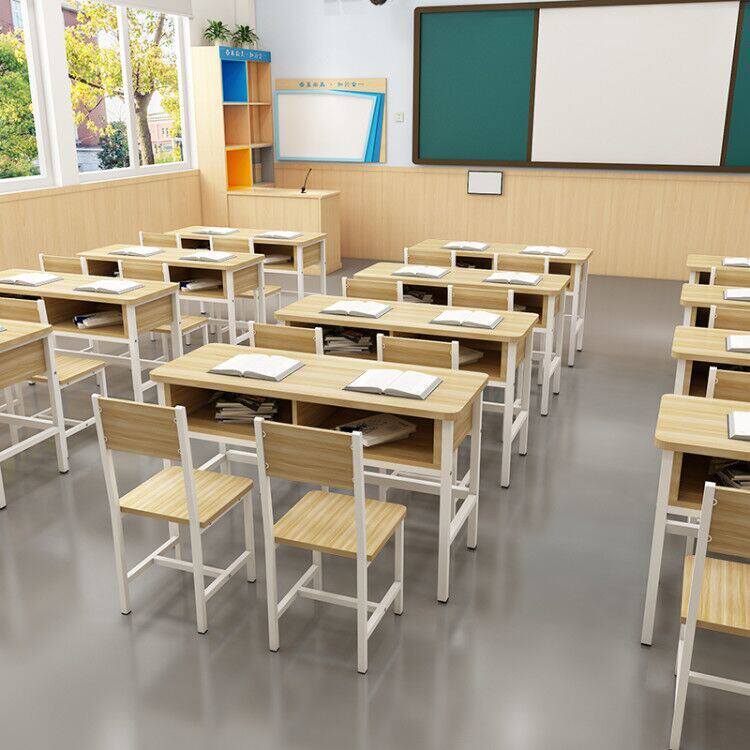 定制教育机构课桌椅简约长条培训书桌学校学生单双人写字课桌厂家_虎窝淘