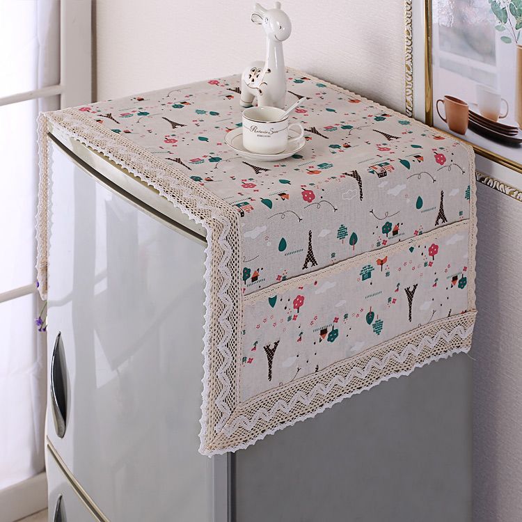 德国品质简约棉麻通用防尘单开门双开门冰箱巾万能盖布顶盖旧冰箱