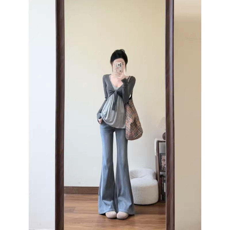 韩系甜辣妹V领吊带开衫两件套