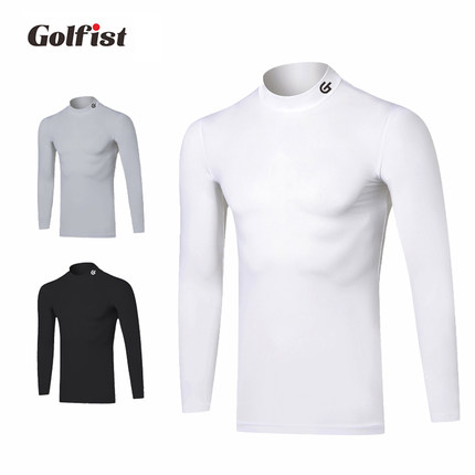 夏季白色打底衫新款t恤防晒冰丝衣golf男装冰凉弹力长袖男衣服
