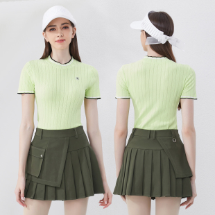 圆领透气短裙套装 夏季 t恤洋气针织上衣golf韩版 高尔夫女装 短袖