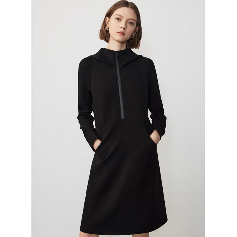 复古休闲收腰修身轻运动卫衣裙