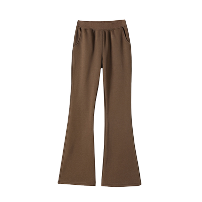 黑色高腰显瘦微喇叭运动直筒裤女