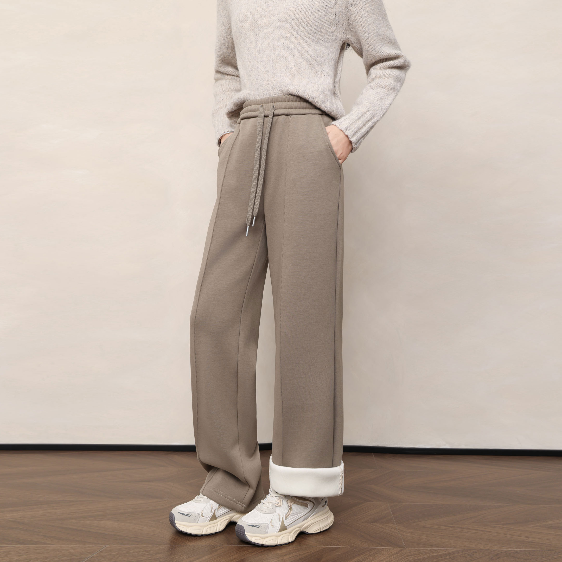 高个子175加长裤子女秋冬季加绒超长版180宽松窄版直筒阔腿休闲裤