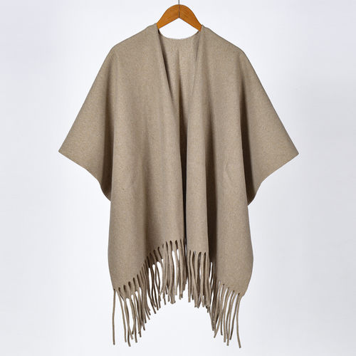 女士秋冬加厚流苏提花斗篷