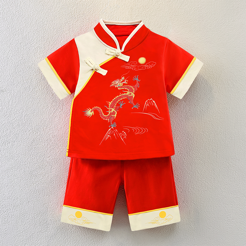 薄款夏季男女童中国风唐装周岁服