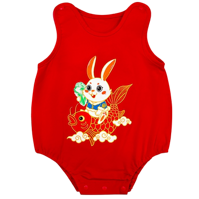 婴儿中式满月包屁连体衣服夏季