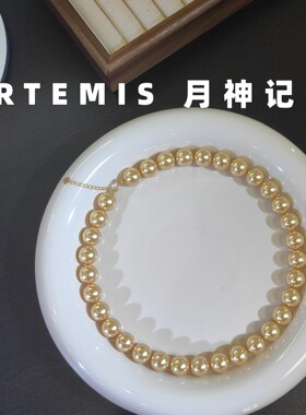 强光正圆南洋金珠项链女珍珠锁骨链颈链小众高级轻奢感可调节链