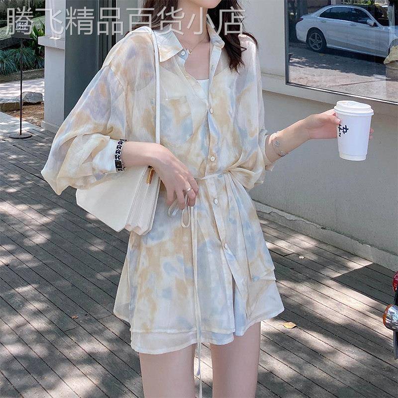 套装女夏季2026新款高级感气质时尚减龄雪纺防晒衬衫短裤两件套