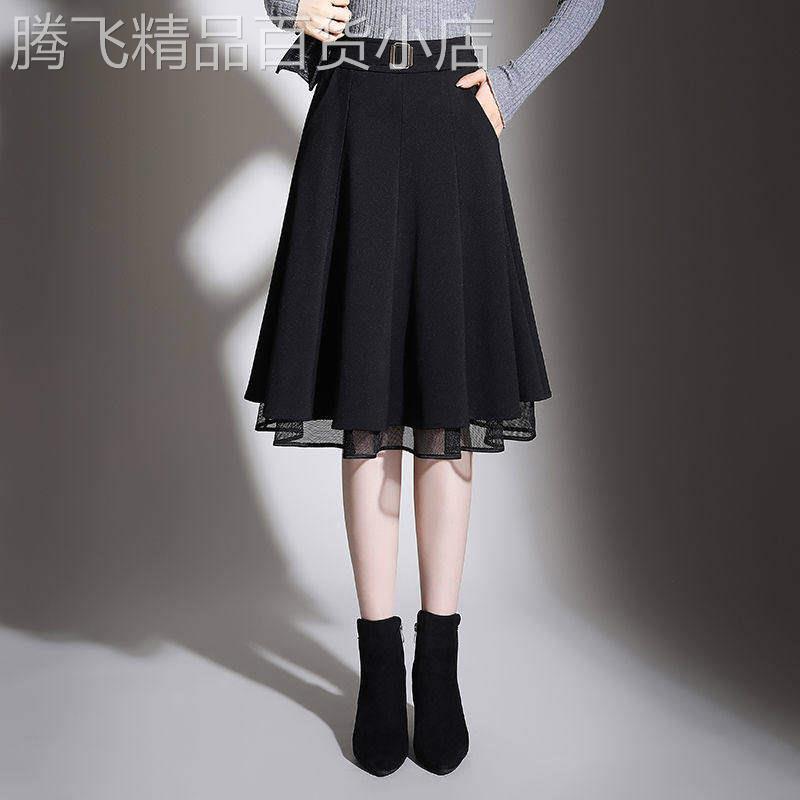 气质百搭黑色A字半身大摆裙女夏季2026新款中年妈妈高腰显瘦短裙