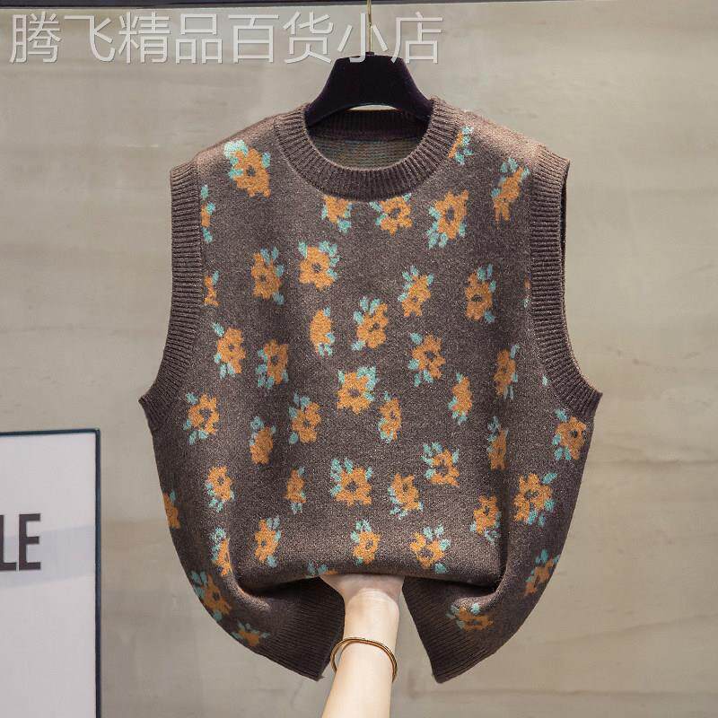 超火马甲背心女士春秋新款圆领百搭针织外穿宽松外搭毛衣坎肩上衣