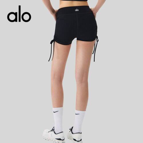 AIo 裸感速干抽绳运动短裤瑜伽三分裤高腰提臀跑步训练三分健身裤