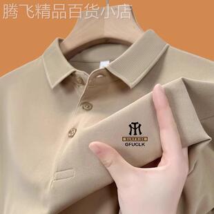 高端纯棉男士短袖T恤2025新款夏季翻领polo衫商务长袖男款春秋潮