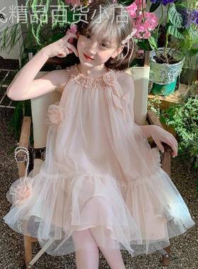 英国NEXT KISS女童连衣裙夏装2025公主裙子洋气时髦夏季网纱吊带