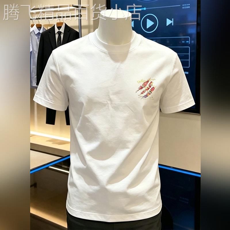 轻奢美式纯棉印花短袖男2026夏季花卉抓痕百搭设计感个性T恤上衣
