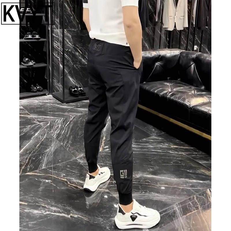 冰丝休闲裤男士运动裤弹力九分2025欧货爆款裤子速干束脚哈伦裤夏