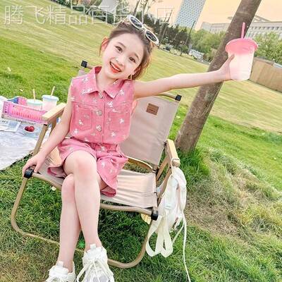 英国THOM ADER女童无袖工装套装2025夏季新款儿童韩版时尚两件套