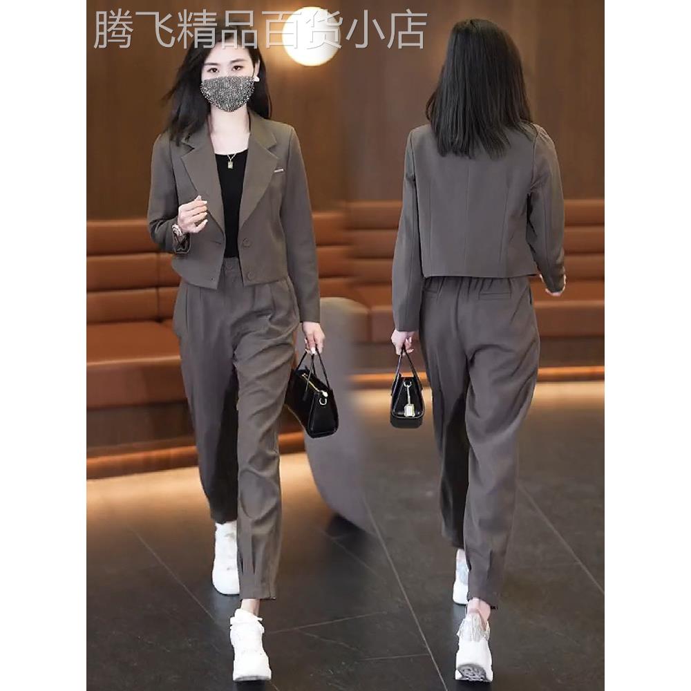 高端时尚套装女式秋装2025新款休闲小套装夹克后宫裤两件套