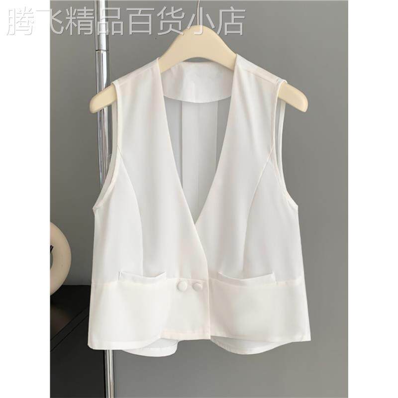 香港时髦雪纺马甲女短款2025夏季薄款宽松显瘦叠穿背心马夹外套潮