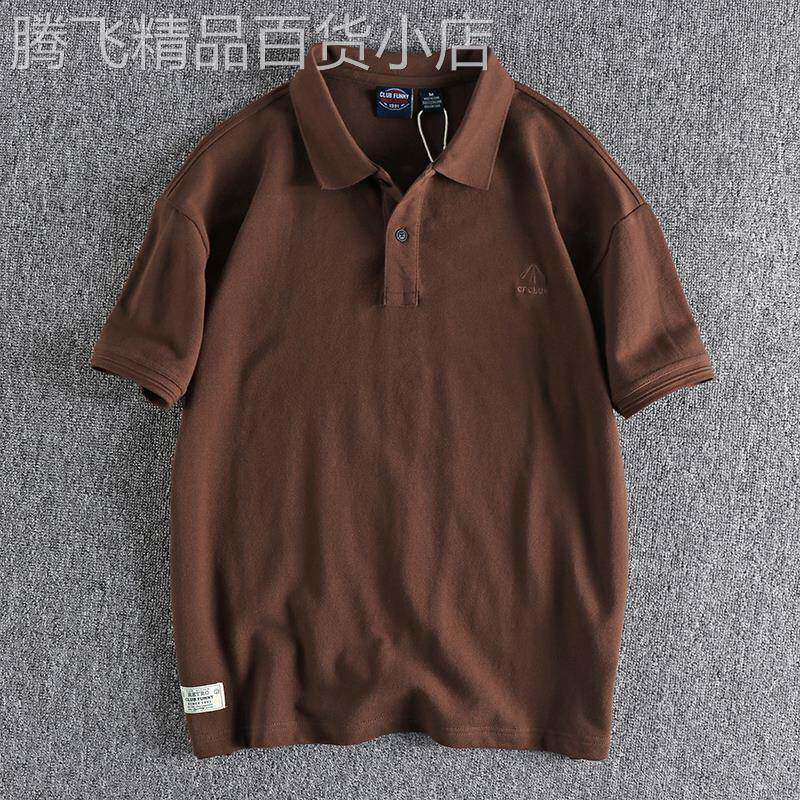 代购香港潮男夏季复古绣花珠地棉男士polo衫短袖纯色百搭翻领T恤