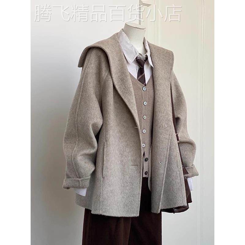 高级感短款双面呢子大衣女百搭加厚小西装新款赫本风气质外套潮