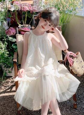 英国Next Kiss女童洋装夏季2025新款中大童夏装儿童挂颈公主裙