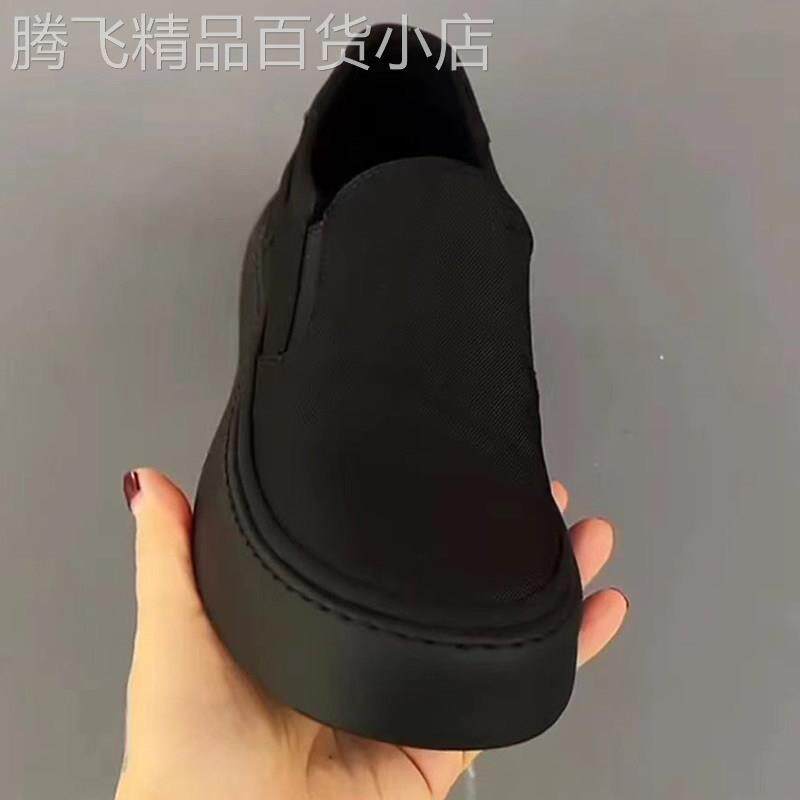 鞋子男鞋春季透气2026新款老北京布鞋男款一脚蹬黑色休闲软底板鞋