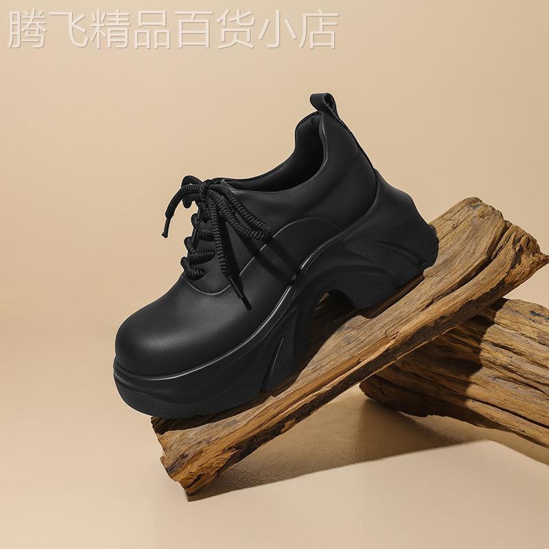 宋小茹SXR丨厚底增高7CM丨乐福鞋女2025新款春季黑色小皮女鞋单鞋